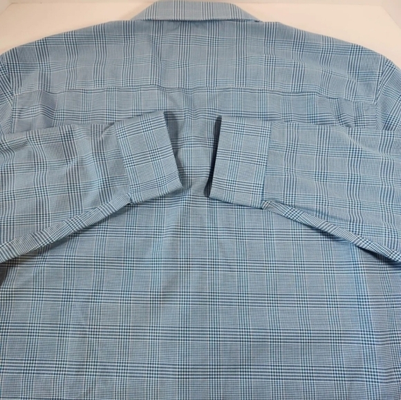 KENNETH Cole Men's Button Up Shirt Size 18 34/35 Blue White Check Long Sleeve - Picture 5 of 5